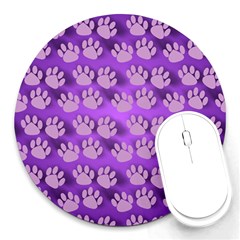 Pattern Texture Feet Dog Purple Round Mousepads by Dutashop