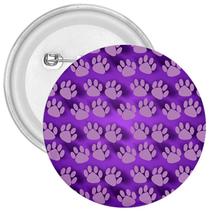 Pattern Texture Feet Dog Purple 3  Buttons