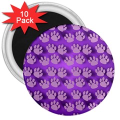 Pattern Texture Feet Dog Purple 3  Magnets (10 Pack)  by Dutashop