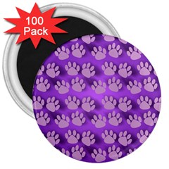 Pattern Texture Feet Dog Purple 3  Magnets (100 Pack)