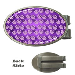 Pattern Texture Feet Dog Purple Money Clips (oval) 