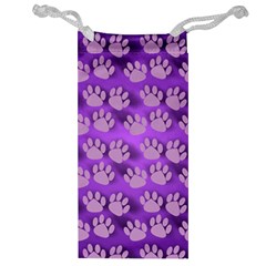 Pattern Texture Feet Dog Purple Jewelry Bag by Dutashop