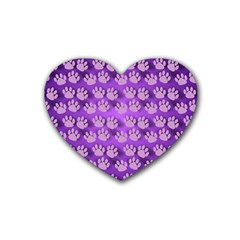 Pattern Texture Feet Dog Purple Rubber Coaster (heart) 