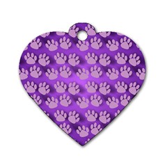 Pattern Texture Feet Dog Purple Dog Tag Heart (two Sides) by Dutashop