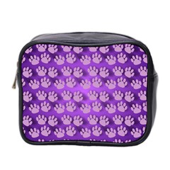 Pattern Texture Feet Dog Purple Mini Toiletries Bag (two Sides) by Dutashop