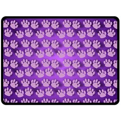 Pattern Texture Feet Dog Purple Fleece Blanket (large)  by Dutashop