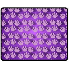 Pattern Texture Feet Dog Purple Fleece Blanket (medium)  by Dutashop