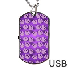 Pattern Texture Feet Dog Purple Dog Tag Usb Flash (two Sides) by Dutashop