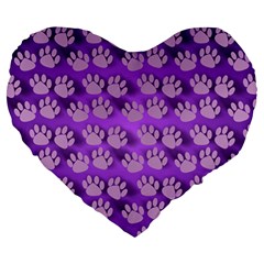 Pattern Texture Feet Dog Purple Large 19  Premium Heart Shape Cushions by Dutashop