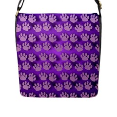 Pattern Texture Feet Dog Purple Flap Closure Messenger Bag (l) by Dutashop