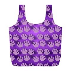 Pattern Texture Feet Dog Purple Full Print Recycle Bag (l) by Dutashop