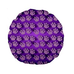 Pattern Texture Feet Dog Purple Standard 15  Premium Flano Round Cushions by Dutashop