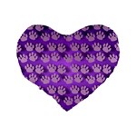 Pattern Texture Feet Dog Purple Standard 16  Premium Flano Heart Shape Cushions Back