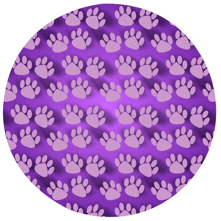 Pattern Texture Feet Dog Purple Wooden Bottle Opener (Round)