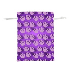 Pattern Texture Feet Dog Purple Lightweight Drawstring Pouch (l)