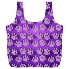 Pattern Texture Feet Dog Purple Full Print Recycle Bag (xxxl)