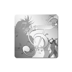 Dance Music Treble Clef Sound Girl Square Magnet by Dutashop