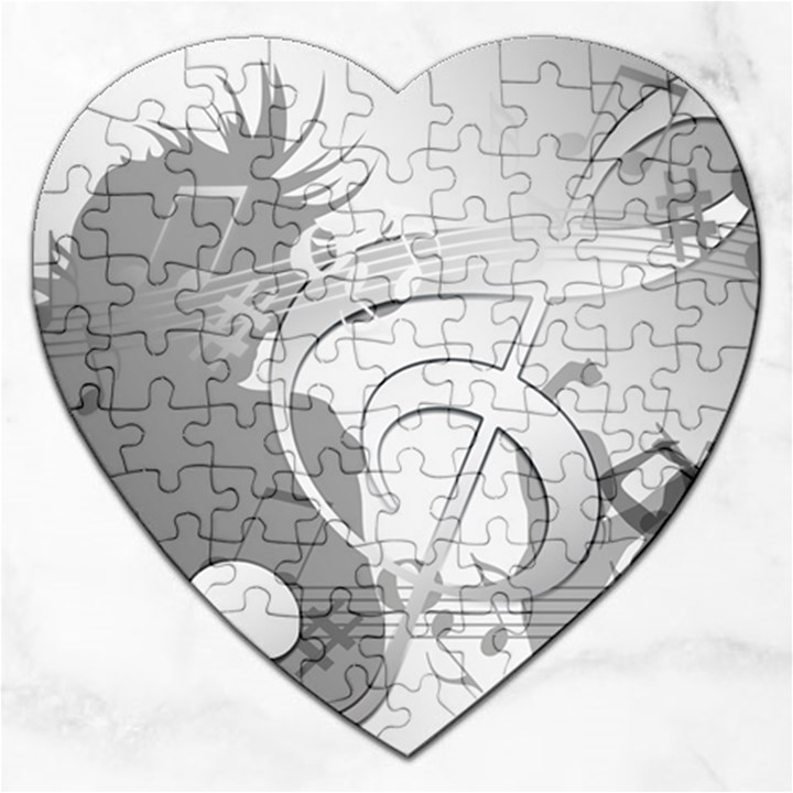 Dance Music Treble Clef Sound Girl Jigsaw Puzzle (Heart)