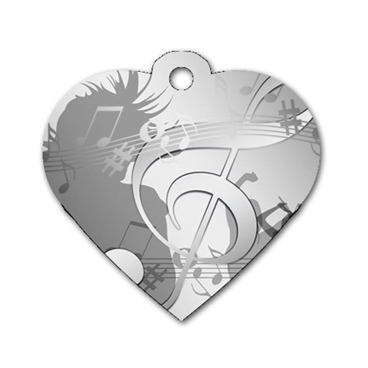 Dance Music Treble Clef Sound Girl Dog Tag Heart (Two Sides)