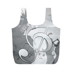 Dance Music Treble Clef Sound Girl Full Print Recycle Bag (m) by Dutashop