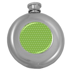 Green Pattern Ornate Background Round Hip Flask (5 Oz) by Dutashop