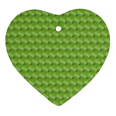 Green Pattern Ornate Background Heart Ornament (two Sides)