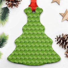 Green Pattern Ornate Background Christmas Tree Ornament (two Sides) by Dutashop