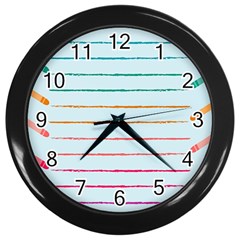 Crayon Background School Paper Wall Clock (black) by Dutashop