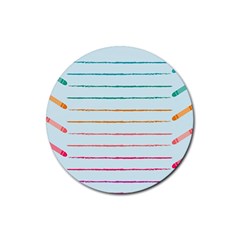 Crayon Background School Paper Rubber Round Coaster (4 Pack)  by Dutashop