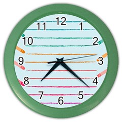 Crayon Background School Paper Color Wall Clock by Dutashop