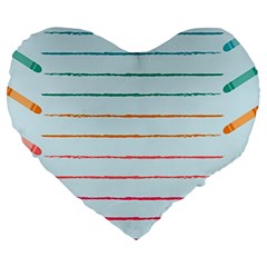 Crayon Background School Paper Large 19  Premium Heart Shape Cushions by Dutashop