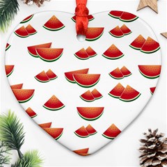 Summer Watermelon Pattern Ornament (heart) by Dutashop