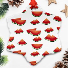 Summer Watermelon Pattern Snowflake Ornament (two Sides) by Dutashop