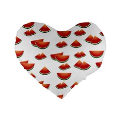 Summer Watermelon Pattern Standard 16  Premium Heart Shape Cushions by Dutashop