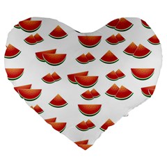 Summer Watermelon Pattern Large 19  Premium Flano Heart Shape Cushions by Dutashop