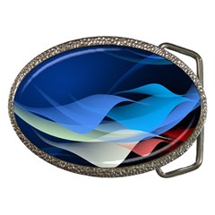 Flower Background Blue Design Belt Buckles