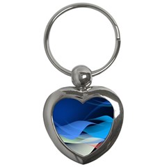 Flower Background Blue Design Key Chain (heart) by Dutashop