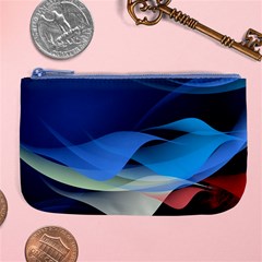 Flower Background Blue Design Large Coin Purse by Dutashop