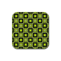 Green Pattern Square Squares Rubber Coaster (square)  by Dutashop