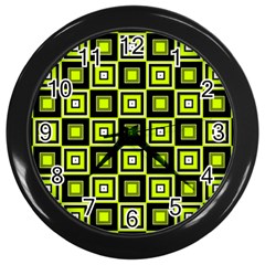 Green Pattern Square Squares Wall Clock (black) by Dutashop