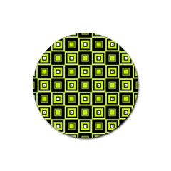 Green Pattern Square Squares Rubber Coaster (round)  by Dutashop