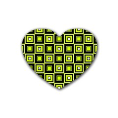 Green Pattern Square Squares Rubber Coaster (heart)  by Dutashop