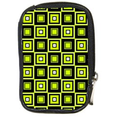 Green Pattern Square Squares Compact Camera Leather Case