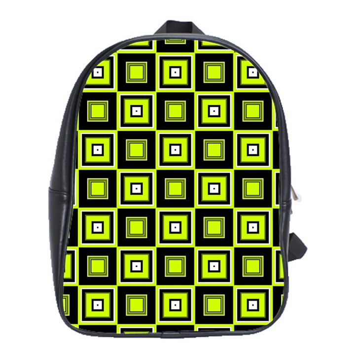 Green Pattern Square Squares School Bag (Large)