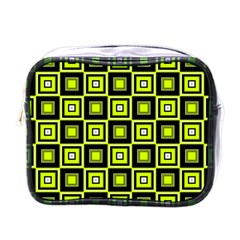 Green Pattern Square Squares Mini Toiletries Bag (one Side)