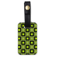 Green Pattern Square Squares Luggage Tag (one Side)