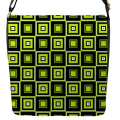 Green Pattern Square Squares Flap Closure Messenger Bag (s) by Dutashop