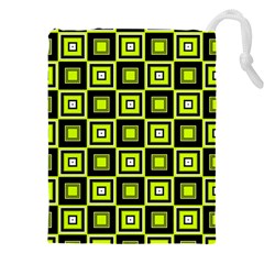 Green Pattern Square Squares Drawstring Pouch (5xl) by Dutashop