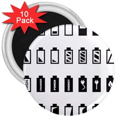 Battery Icons Charge 3  Magnets (10 Pack)  by Dutashop