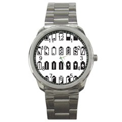 Battery Icons Charge Sport Metal Watch by Dutashop